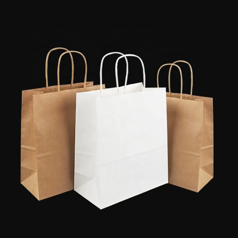 factory custom printing Retail grocery square takeaway out food packaging brown kraft paper bags with your own logo