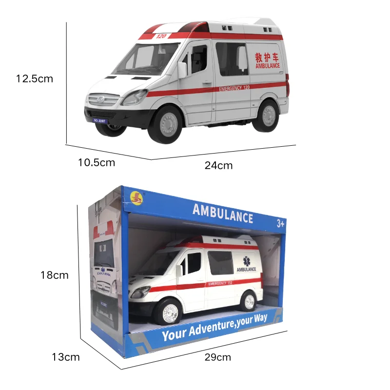 kids toy ambulance early educational four buttons emergency 120 car lighting music friction ambulance toy car
