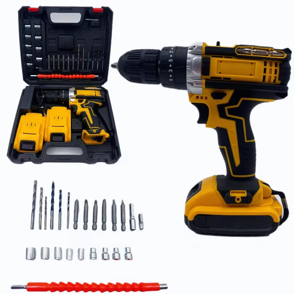 Custom Hand Drill 21V Machine Lithium Battery Power Tools Drill Set Cordless Hammer Drill