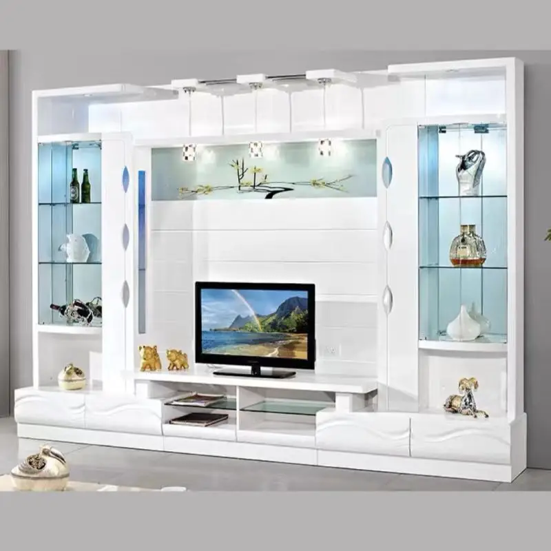 2024 Wall Mounted Marble Modern Furniture Console Living Room Floating Designs Solid Wood Cabinet Tv Stand
