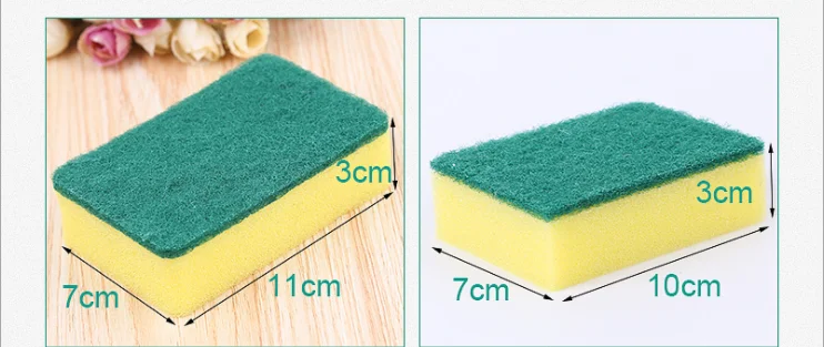 Heavy Duty Magic Cleaning Scouring Pad Sponge Yellow And Green Sponge Scrubber
