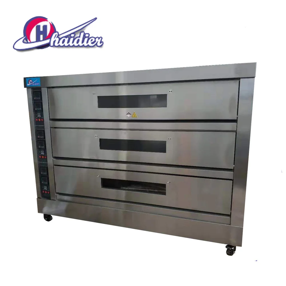 Китайское оборудование для выпечки, газовая духовка, 3 ячейки, 9 лотков, настольная духовка с паровым и каменным покрытием