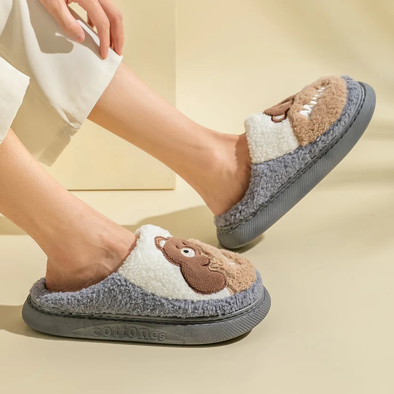 2021 New arrival winter warm home household room soft plush furry cute lovely cartoon slides slippers