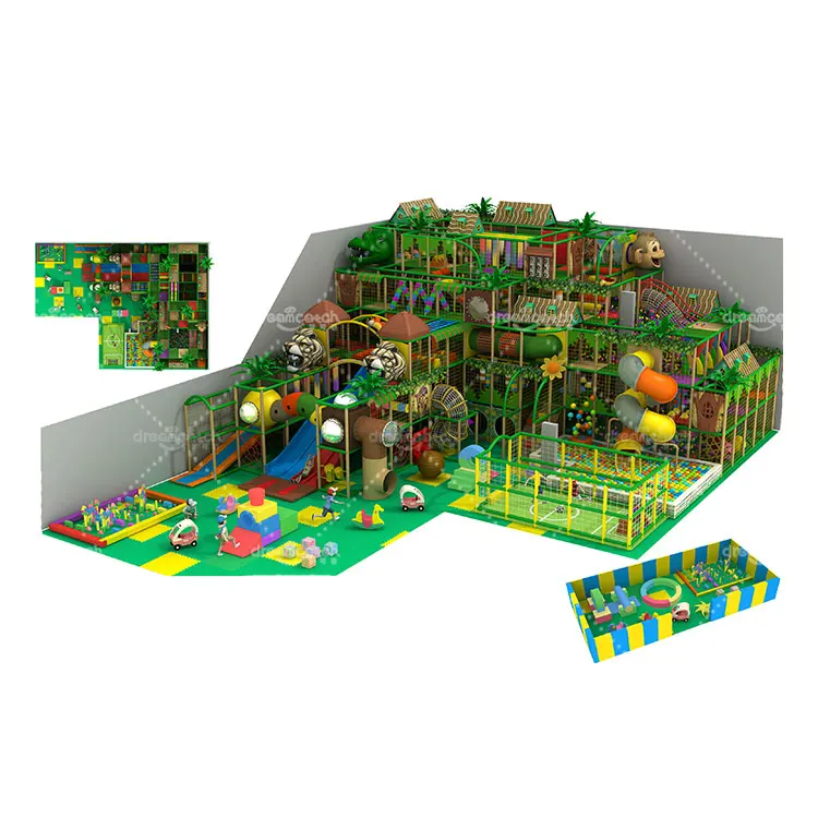 Large Jungle Theme Animals Children Amusement Park Soft Play Equipment Set Kids Indoor Playground for sale