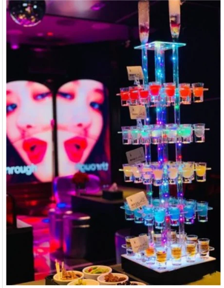 Bar Party Rechargeable VIP Glass Serving Tray LED Shot Glass Tray Wine Rack Holder LED Cocktail Glass Display Stand