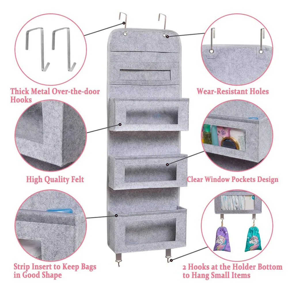 Upin Clear Window door Storage Bag Organization Flower Felt Wall Hanging Shelves