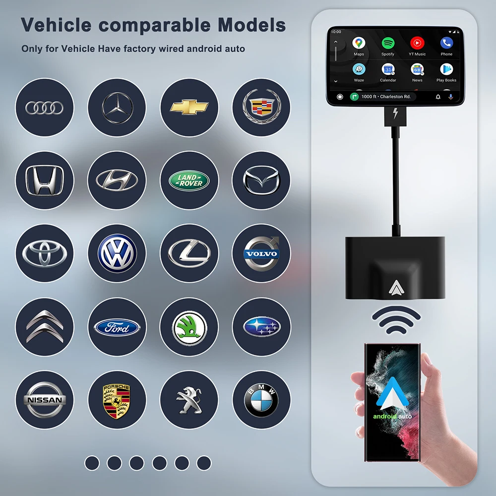 Car Wireless Android Auto Adapter for OEM Wired Android Auto Factory Wired to Wireless Android Auto Dongle USB Car Adapter Box