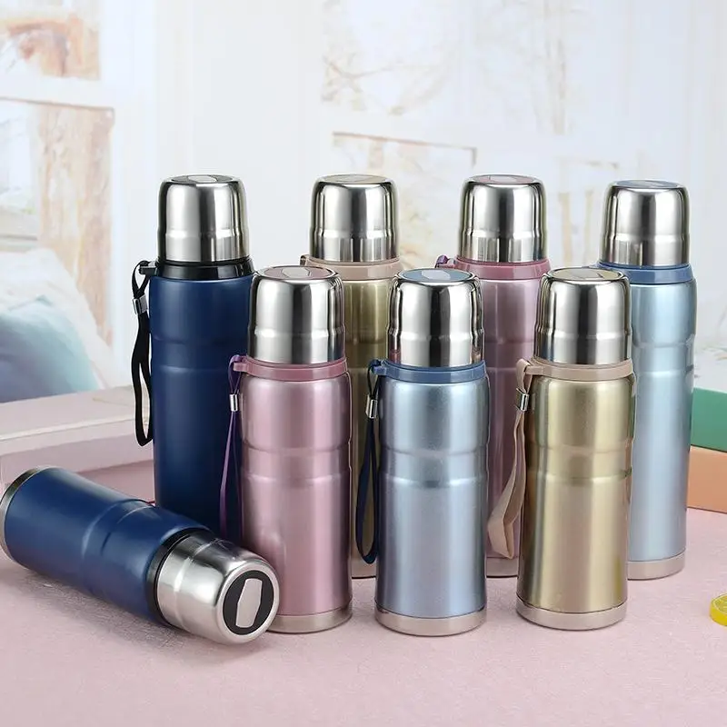 New Bullet Stainless Steel Insulation Cup Two Covers Double Use Portable Rope Business Water Bottle