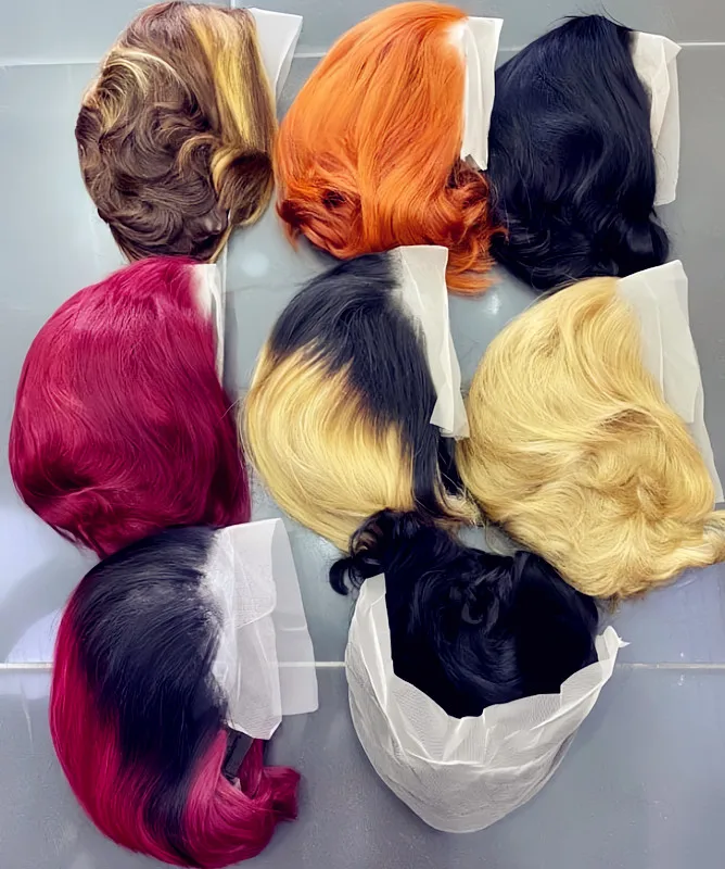 EB Natural 13x4 Lace Frontal Perruque Pixie Wig Human Hair Curly Bob Short Pixie Cut Lace Wig For Black Women