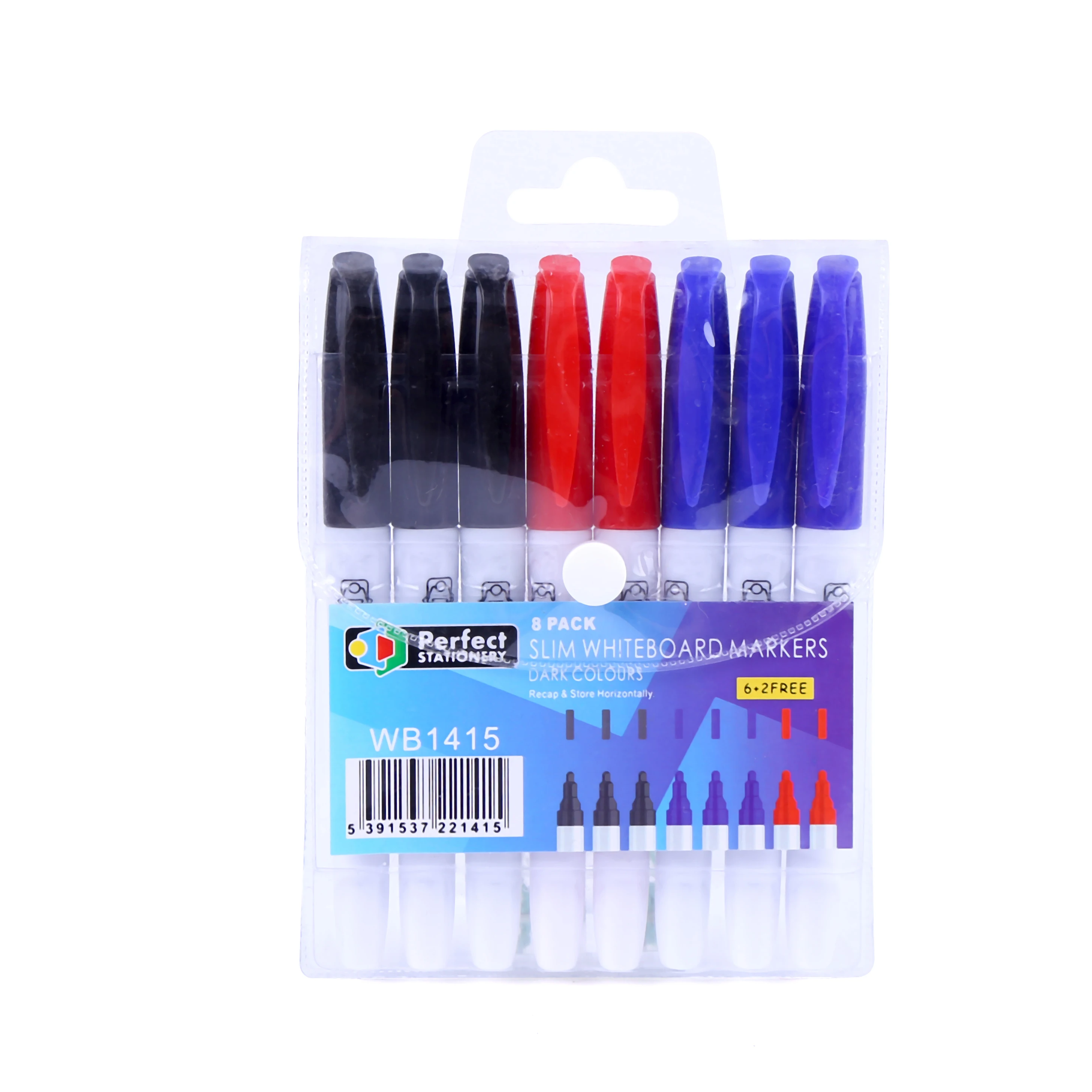 
Slim White Board Markers 8Pack Dark Colors Recap&Store Horizontally 