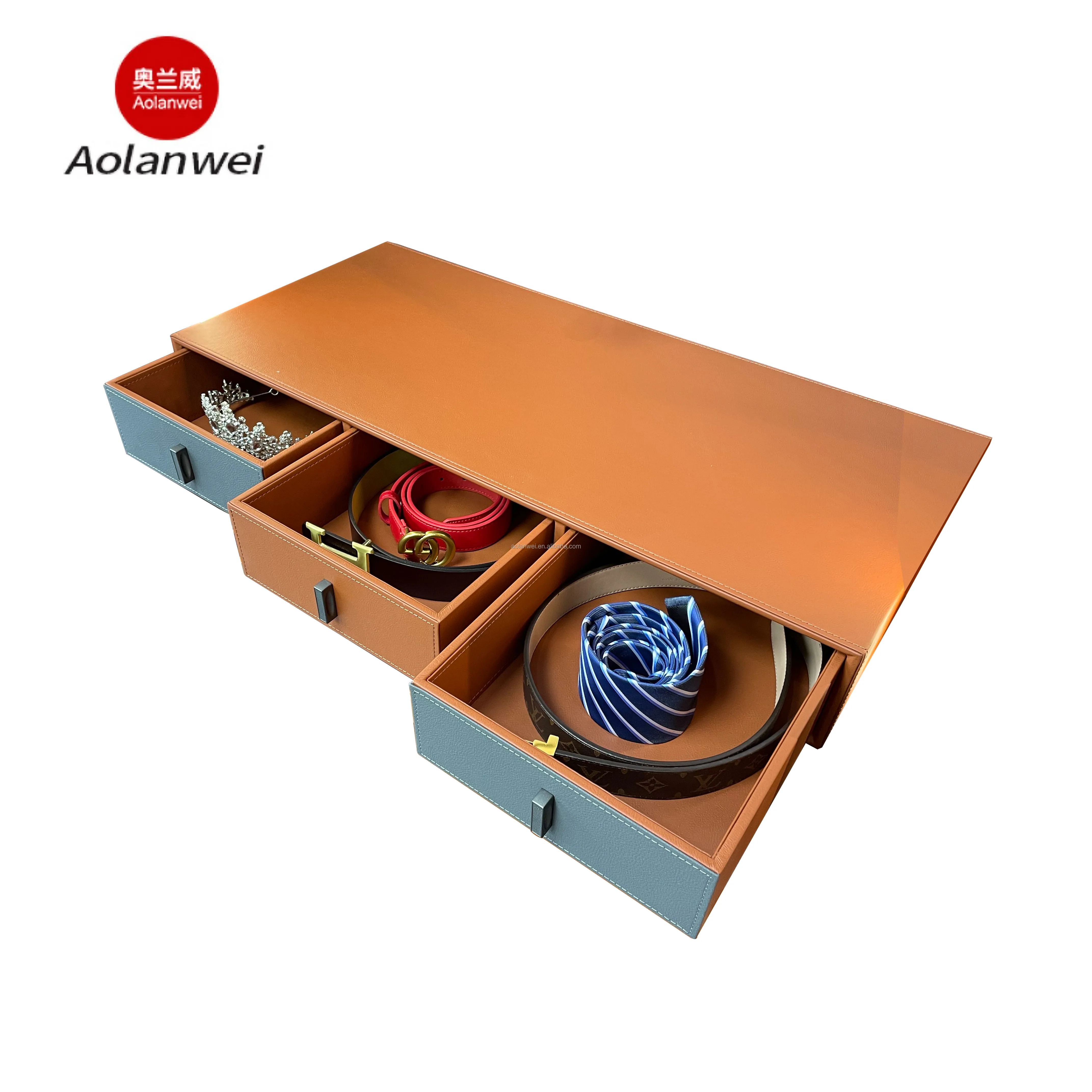Home Entrance Faux Leather Desktop Coffee Table Desk Organizer Door Key Organizer Box for Living Room Storage