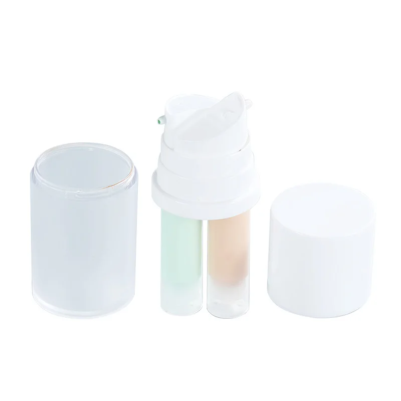 Cosmetic Airless Lotion Pump Bottles Multi Chamber Plastic PE Bottle Dual Chamber 30ml 50ml Hot Sale Empty Double Tube 2 in 1