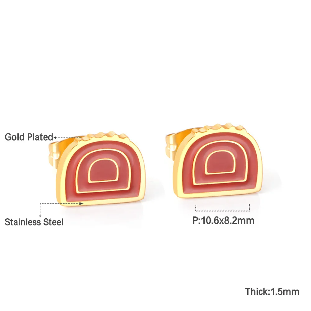 Creative Cute Stainless Steels Pizzas Croissant Bakery eggplant Cute Earrings Funny Hamburger Stud Earring For Children Kid