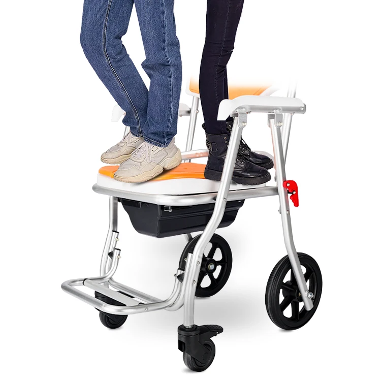 New arrival bathroom safe equipment foldable elderly shower chair wholesale folding commode toilet chair for elderly