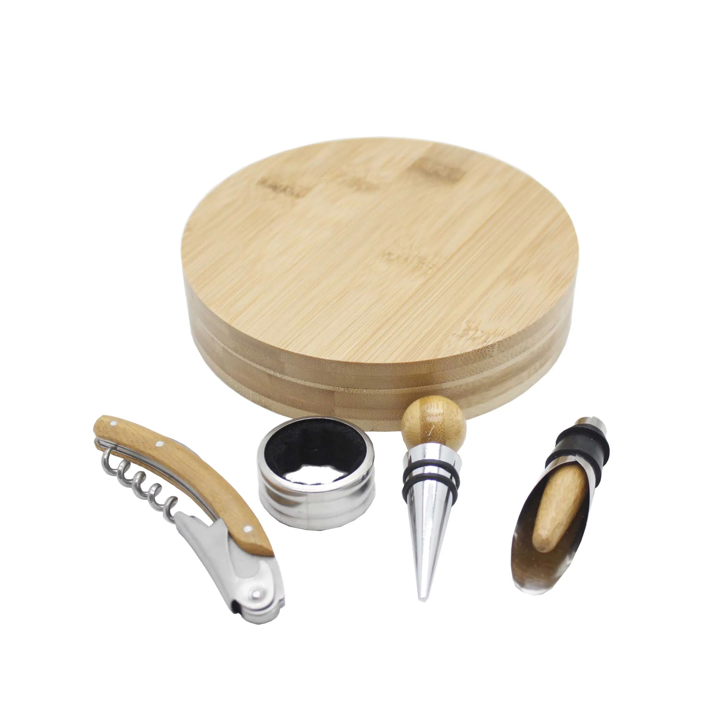 Fathers Day Gift Wine Bottle Opener Set Novelty Bar Ware Wine Accessories Bar Tools in bamboo case