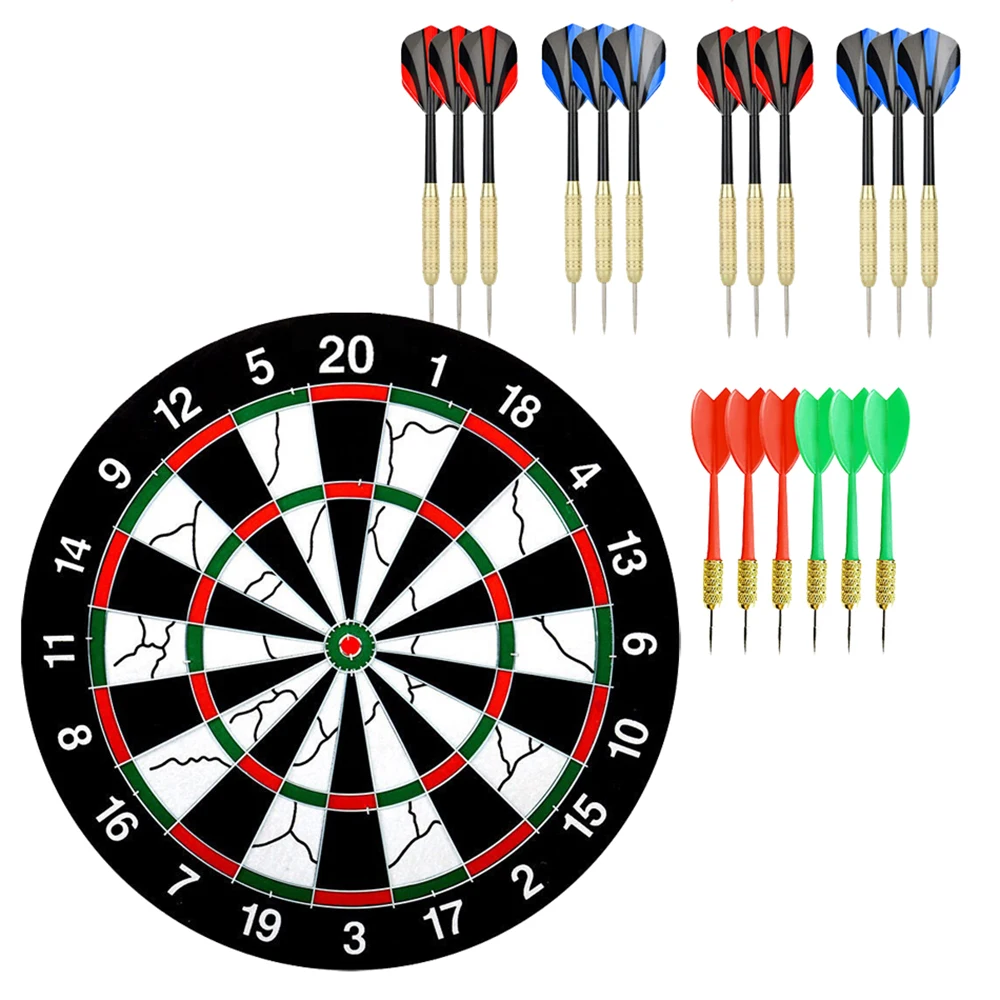 Luxury Double-Sided Dart Board Set Paper 12inch 15inch 17inch Classic Style Dartboard with 18pcs Darts for Indoor Outdoor