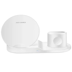 10W 7.5W Fast Wireless Charging Dock, 3 in 1 Wireless Charger Stand Station for iPhone for iWatch for Airpod