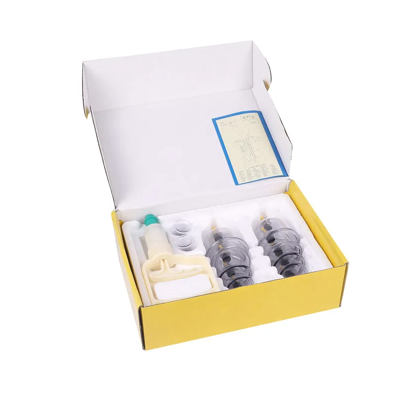 ABC 12pcs Gray Chinese Plastic Facial Cupping Therapy Massage Set Ventouse hijama Cuping Cups Vacuum Cans