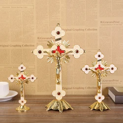 Medium Cruzado Boutique Bright Gold Jesus Exorcist Cross Festival Gold Hanging Decoration Catholic Relics Christianity Crucifix