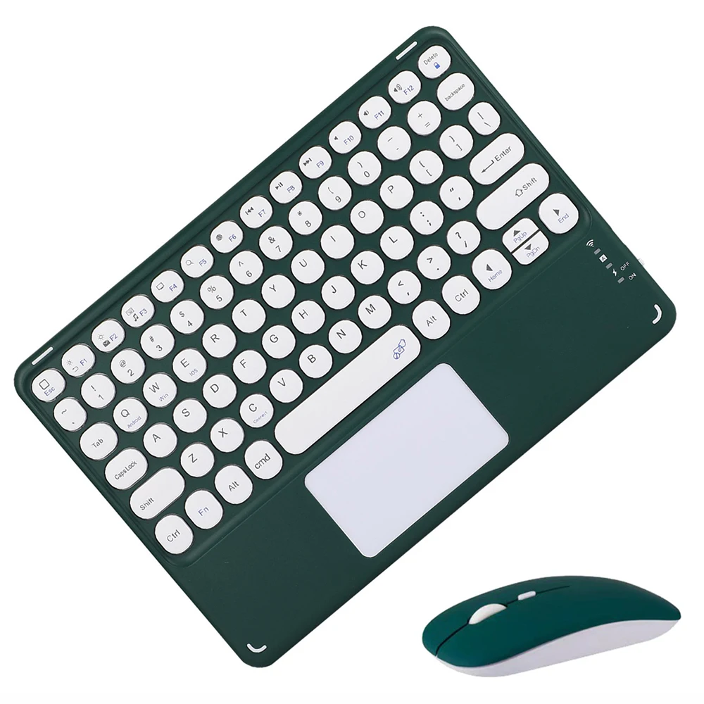 10 inch Retro Round keys Touchpad Wireless Keyboard Bluetooth Mouse Combos Set for IOS  ipad iphone Android Tablet Smartphone