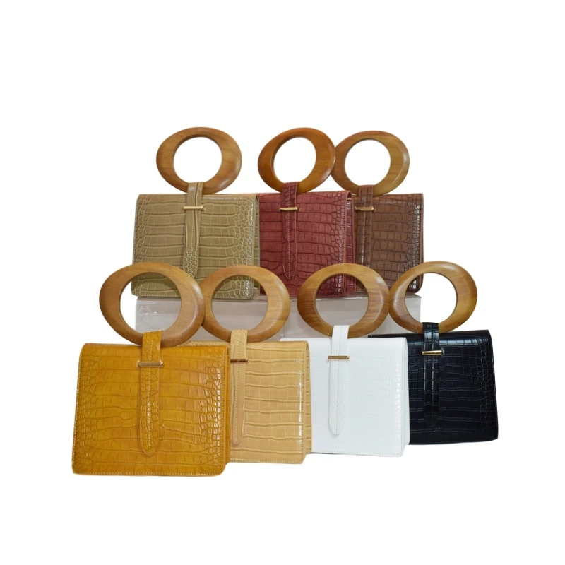 Модные женские сумки через плечо с деревянной ручкой для дам и