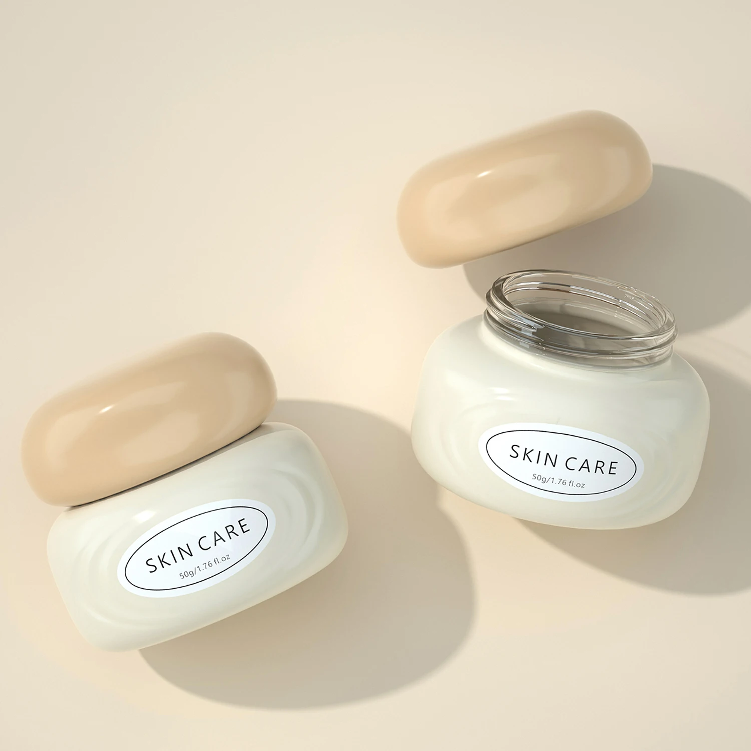 Customized Eco Friendly 50g Cosmetic Container Luxury Empty Face Skincare Packaging Glass Facial Cream Jar With Screw Lid