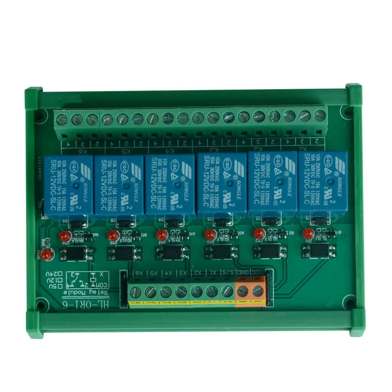 6 Channel PLC Optocoupler Trigger Relay Module DIN Rail Mounting Input 3.3V 5V 12V 24V Trigger Voltage 3.3V 5V 12V 24V