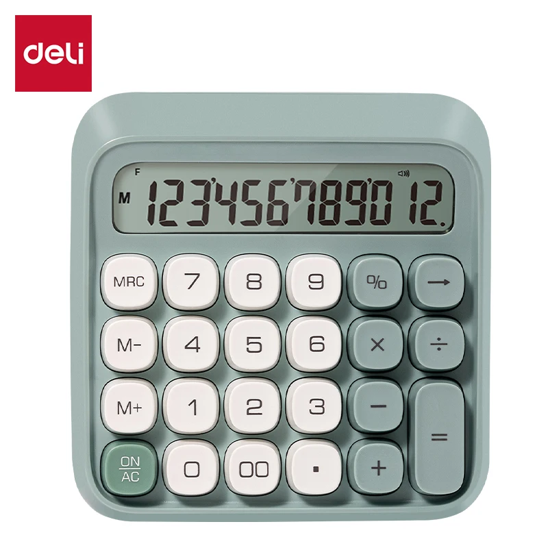 Зеленый Настольный калькулятор Deli EM36 для студентов 12-значный горизонтальный широкоформатный банка 40 шт. в коробке