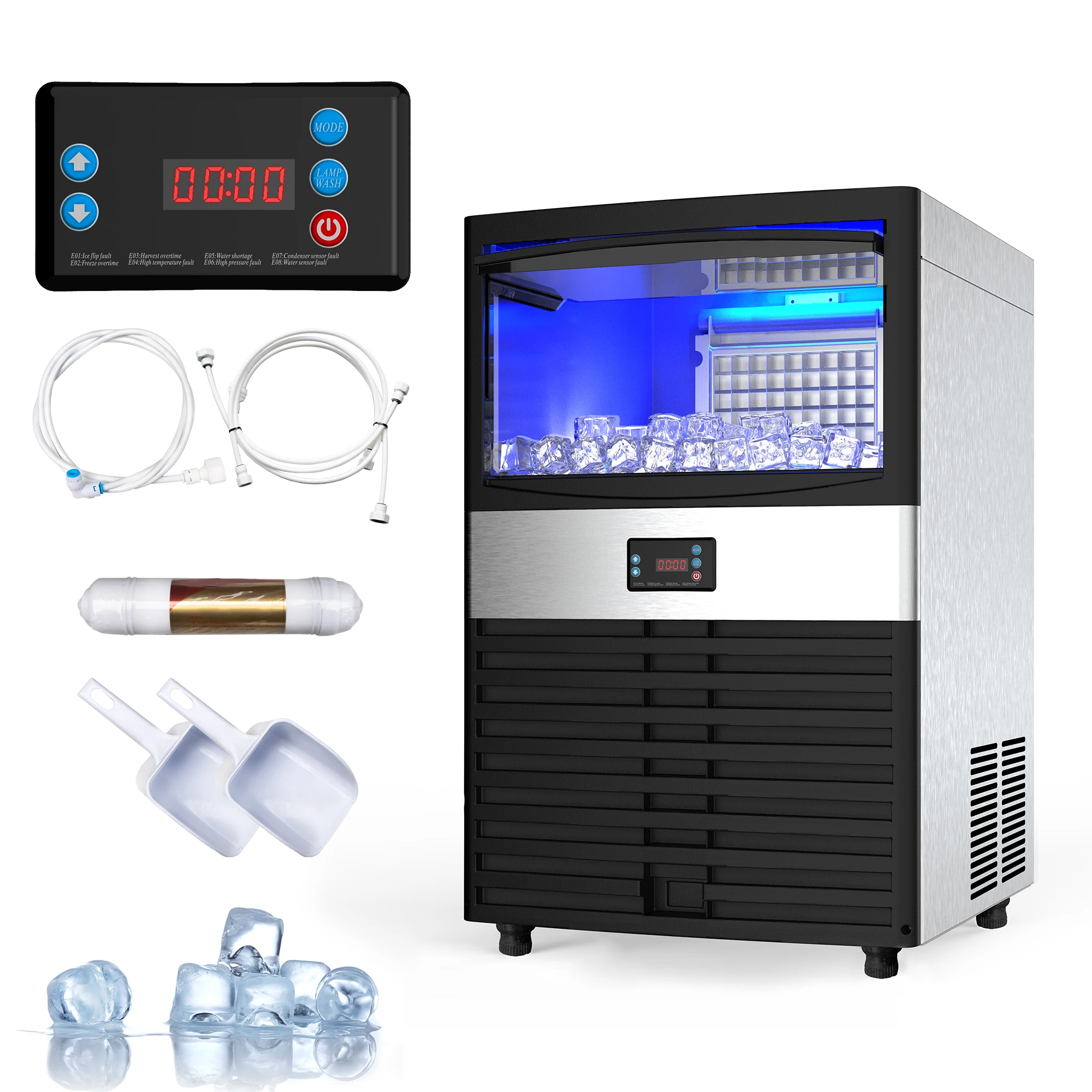 commercial countertop ice cube maker Stainless Steel automatic 360W 120LBS/24h block ice Making Machine Self Clean ice machine