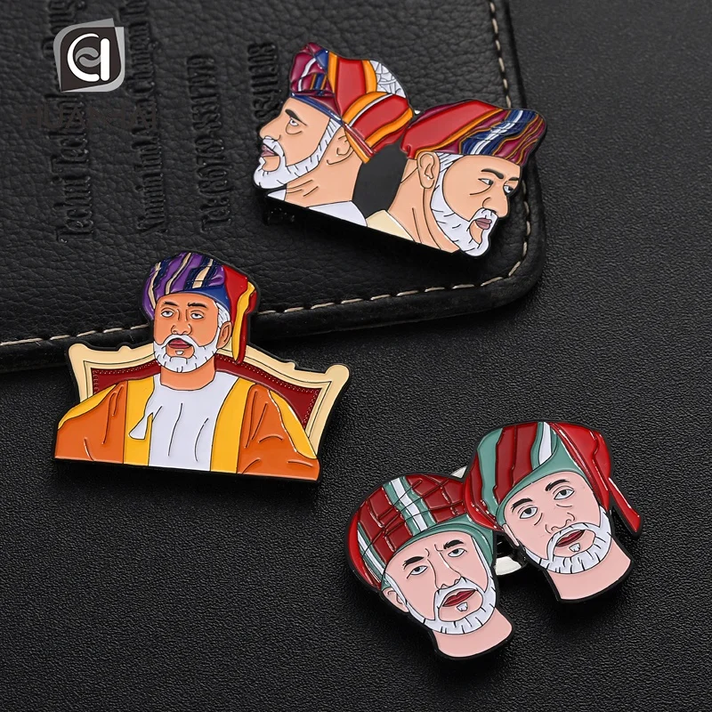 customized similar design black nickel metal soft enamel logo oman national day lapel pin badge