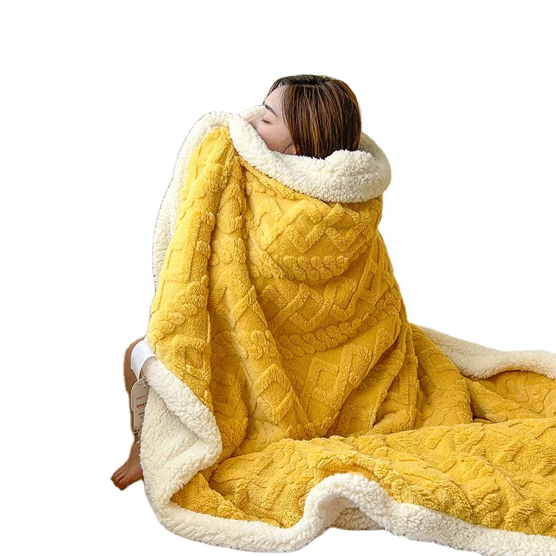 Wholesale High Quality Cheap Blanket Solid Color Super Soft Blanket Thick Flannel Sherpa Fleece Blanket