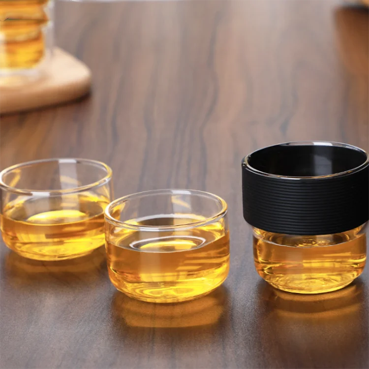 Heat Resistant Portable Travel Glass Tea Set Borosilicate Glass Cup