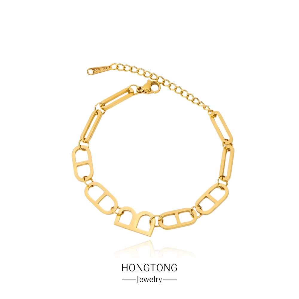 Titanium Steel Jewelry Female 2023 New Niche Design Sense Letter B Hip Hop Simple Bracelet Personality Trend