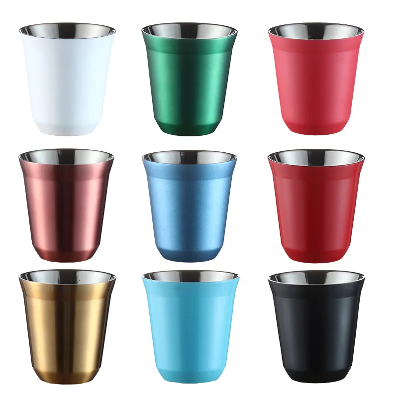 Stainless Steel Coffee Cup Capsule 80ml Coffee mug 304 Double Insulated Portable Tea Cup Beer Milk Cup