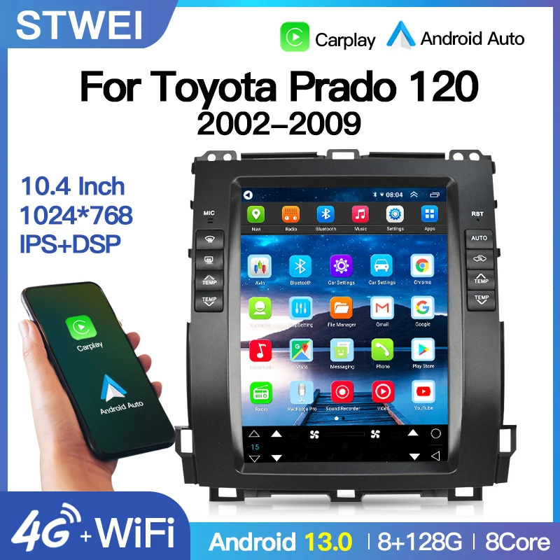Автомагнитола для Lexus GX470 DSP стерео Мультимедийный плеер Toyota Land Cruiser Prado 120 2002 - 2009 Android Auto GPS Carplay BT