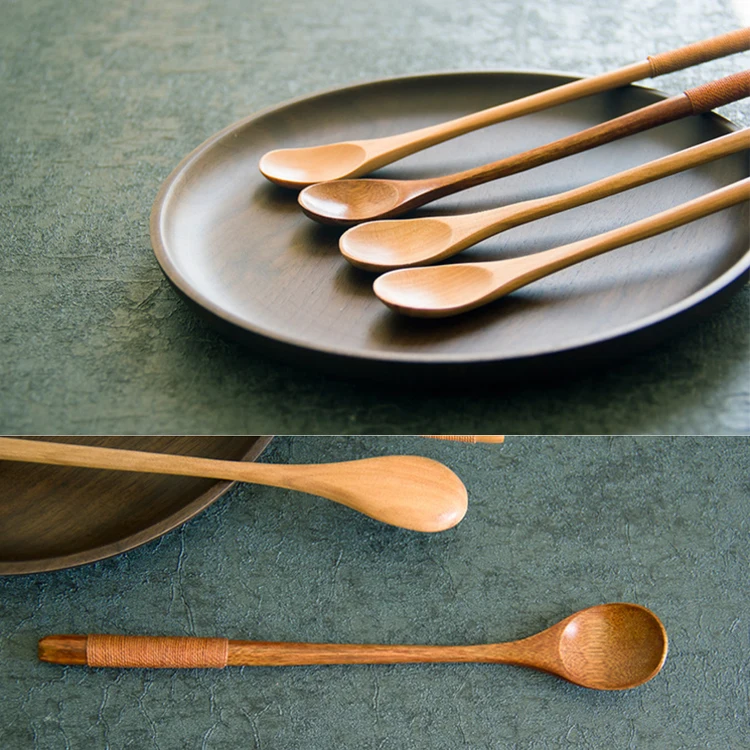 Wooden round Coffee Sugar Spices Tea custom bamboo spoon