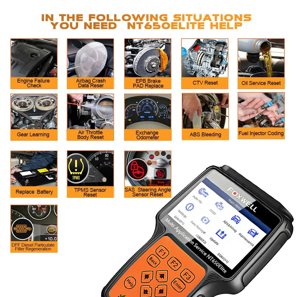  Foxwell NT650 Elite все делает сервисный инструмент с 25 специальными функциями обновленной