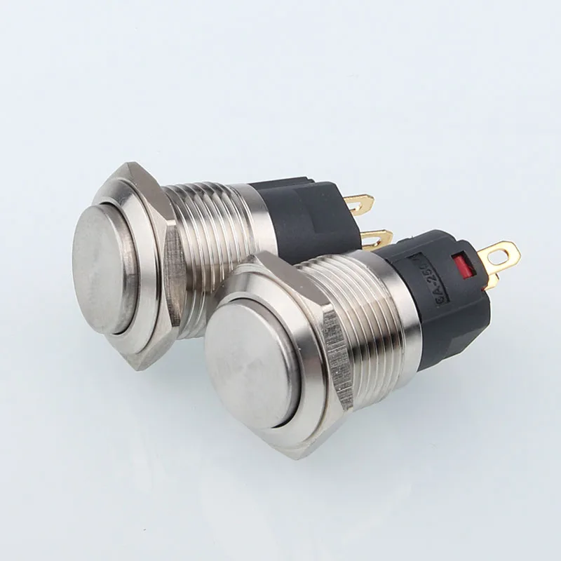 High head convex switch without light/IP66/1NO1NC 3Pin 16mm metal button self-locking momentary function