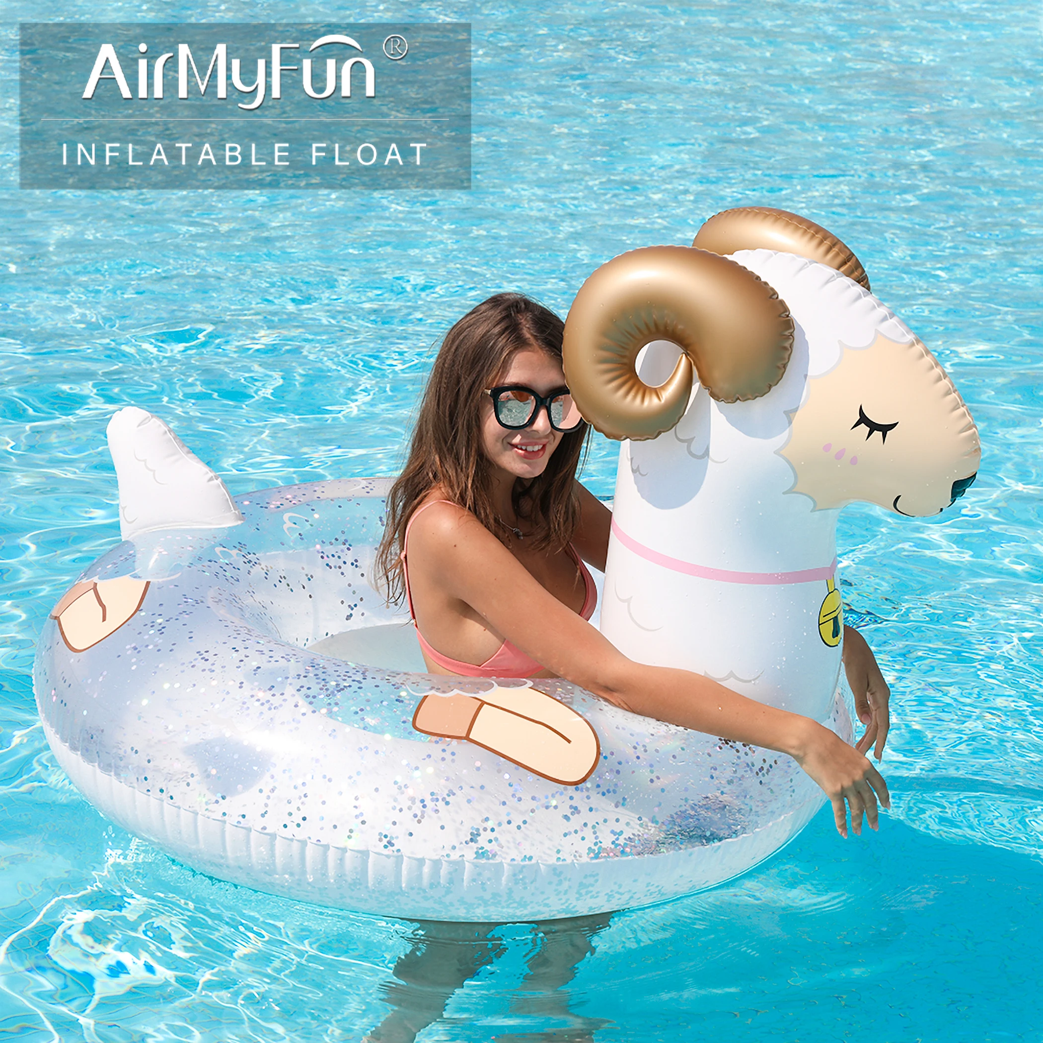 Airmyfun New Design PVC sheep Inflatable Pool Circle Swimming Ring for Sale