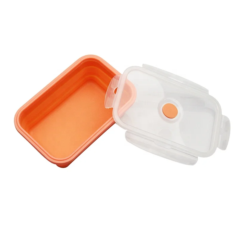 
Silicone collapsible food storage container with sealed lid and vent for Camping, travel, leftovers, meal preparation lunch cont 