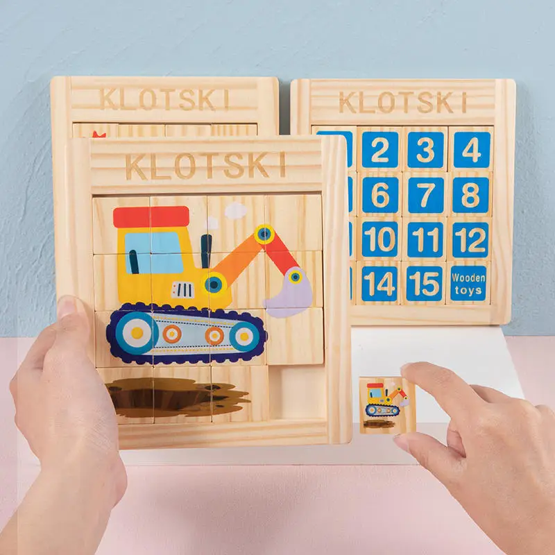 2024 hot sale blocks Puzzle Game intelligence number slide puzzle classic wooden klotski puzzle