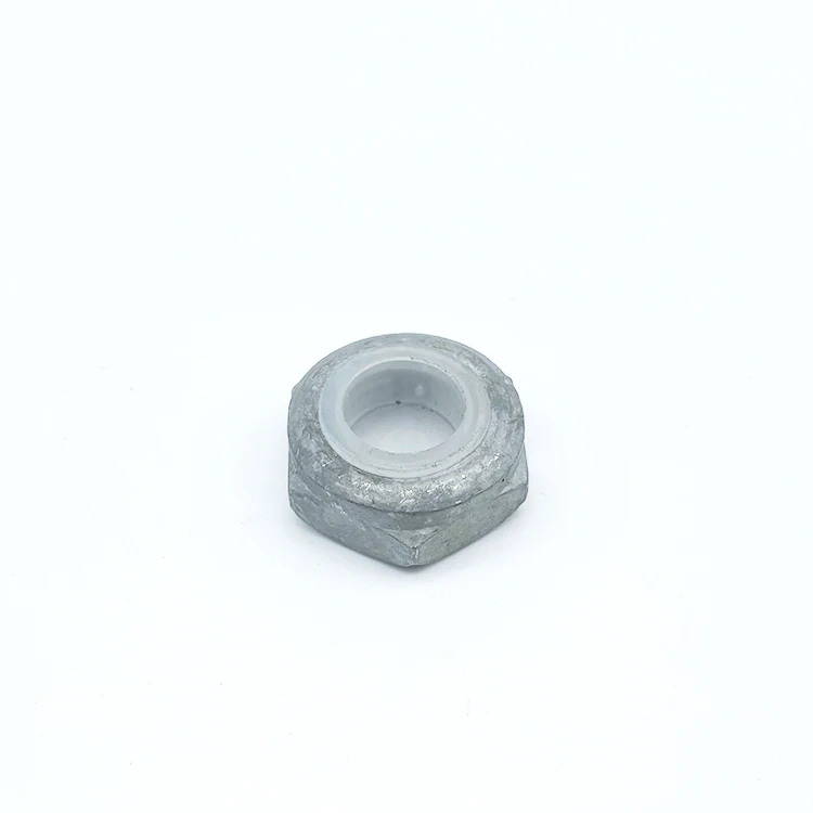 Carbon Steel Grade 8 M8 Anti-Theft Nut Plastic Insert Lock Hex Thin Nut Anti Theft Locking Nuts with Hot Dip Galvanize