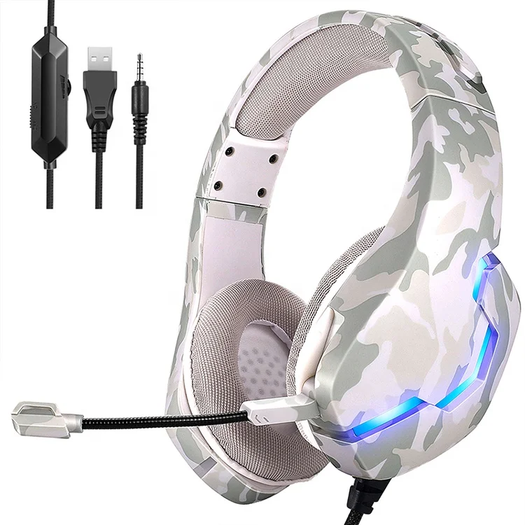 New Computer Mobile Phone Wired Rgb Luminous Camouflage Ps4 Game With Microphone Gaming Music Headphones
