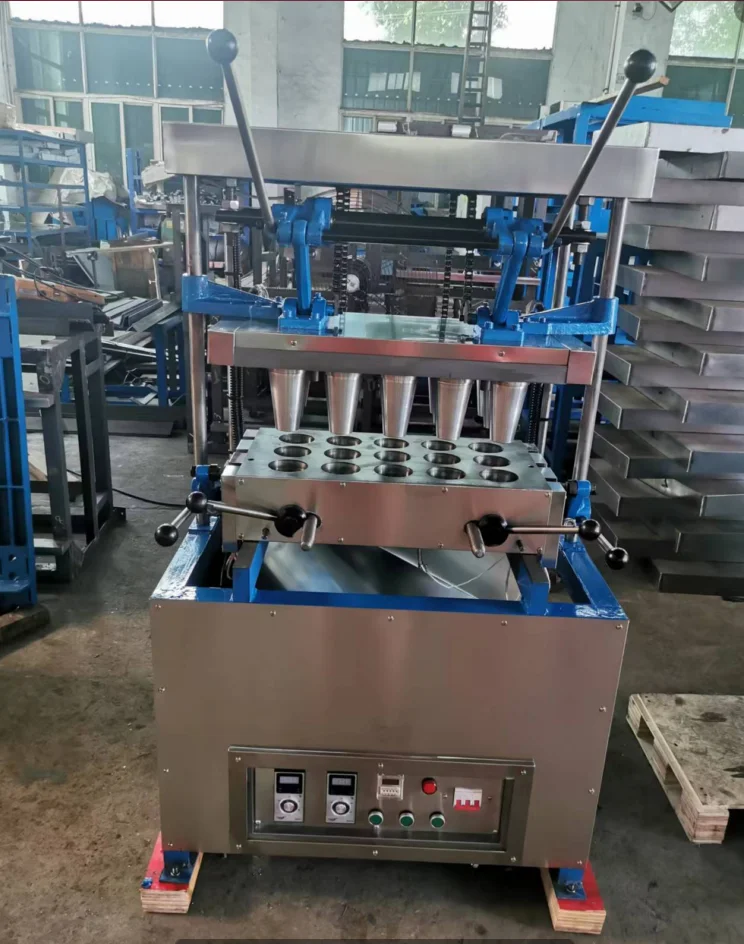 JU Commercial Semi Automatic Soft Waffle Ice Cream Cone Wafer Making Machine / Edible Waffle Coffee Cone Cup Maker