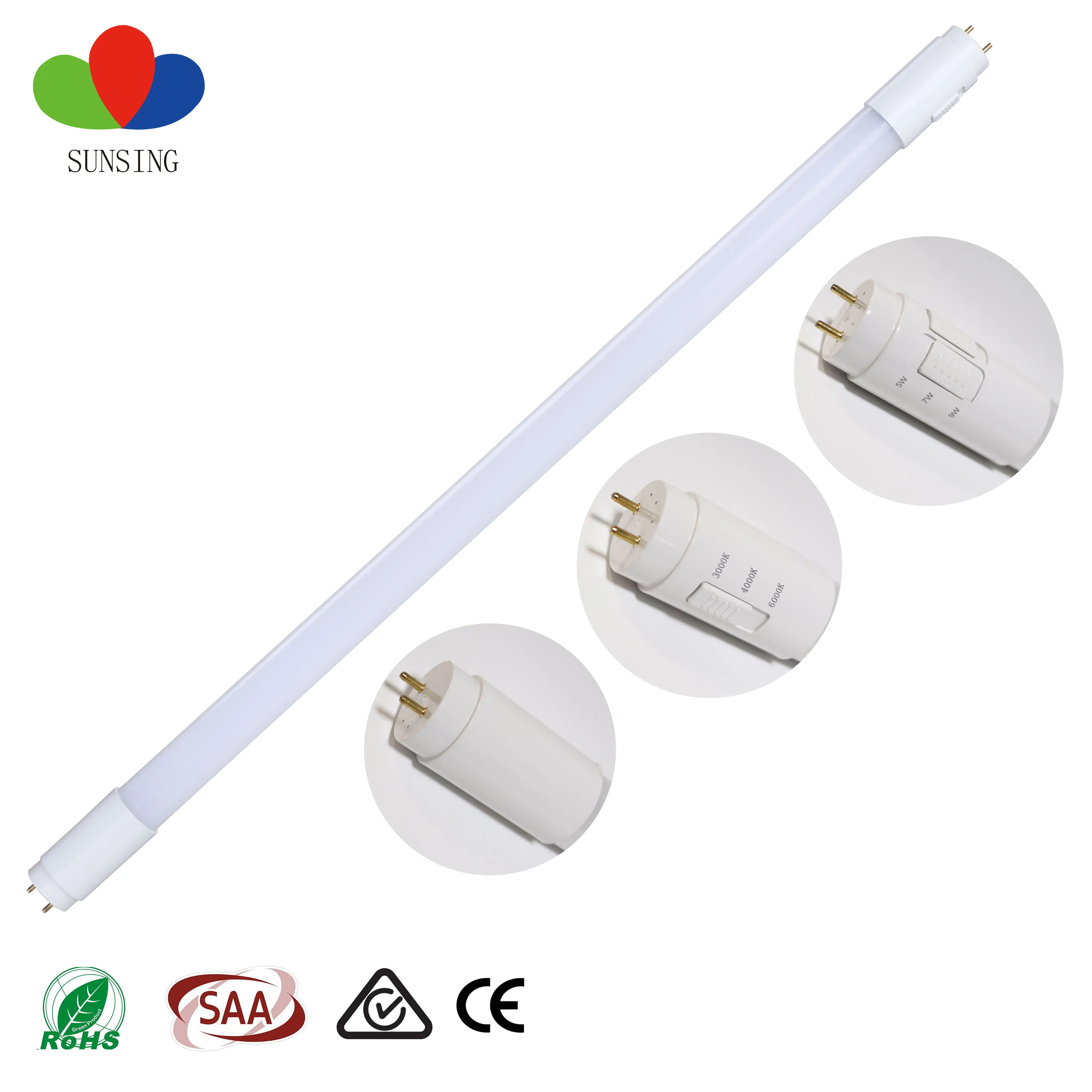 Europe Australia Standard Warranty 5-Year SAA Wholesale Custom Led Linear dimmable tricolor 3000K 4000K 6500K Tube Light