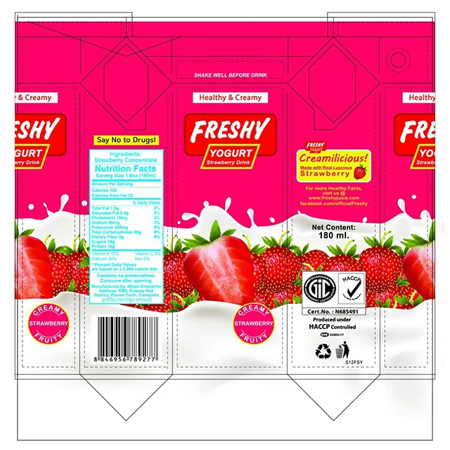  Свежий и здоровый сливочный клубничный йогурт Yummy для оптовой продажи