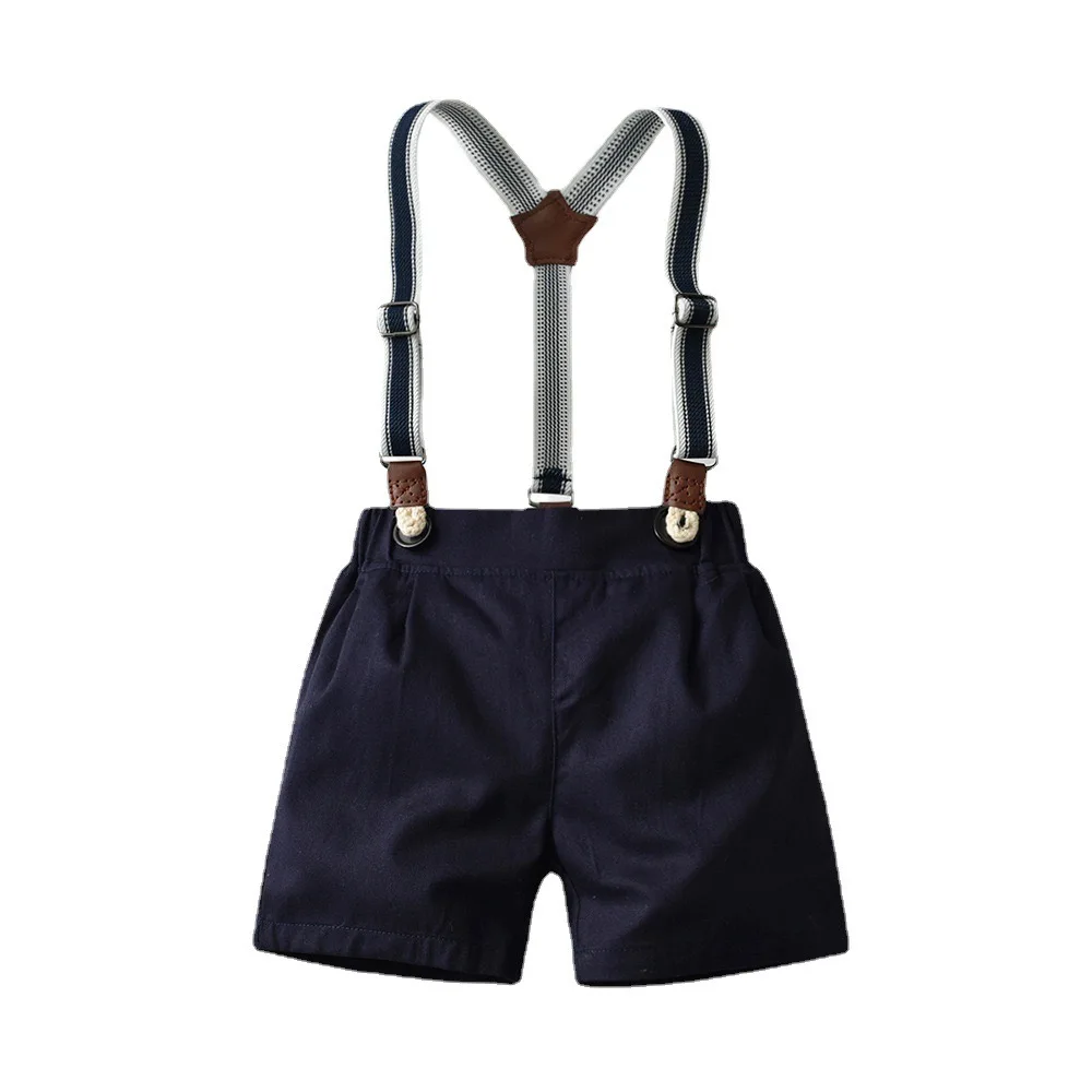 Baby Boys Clothes one year old suit Dress Shirt with Bowtie + Suspender Shorts baby boy dree