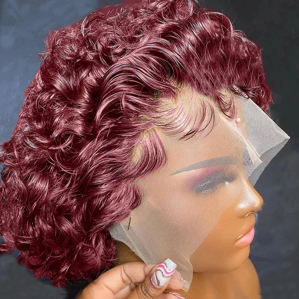 Fuxin Glueless Lace Bob Wigs Pixie Cut Short Hair Wig for Black Women Virgin Cuticle Aligned Hair 13x4 Pixie Wig with Baby Hair