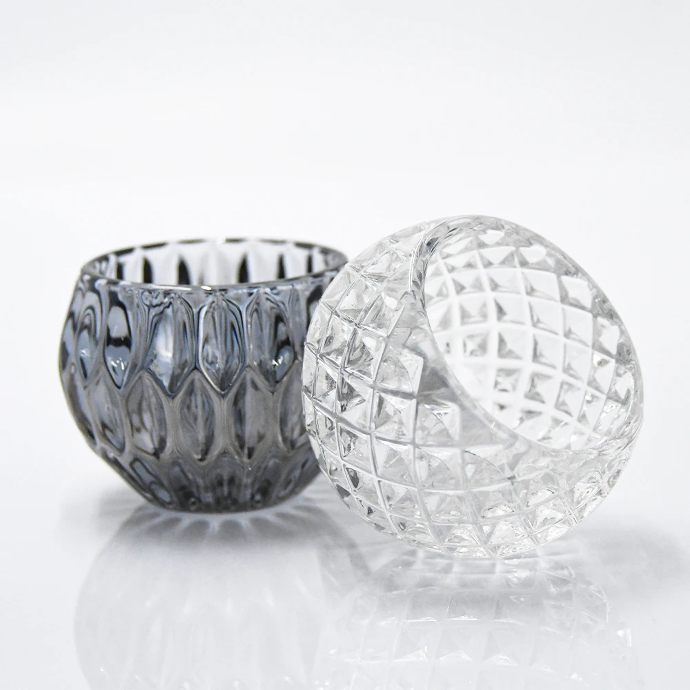 Luxury High Quality Crystal clear glass candle jar for Decor Wedding Party Clear Glass Candle Holder