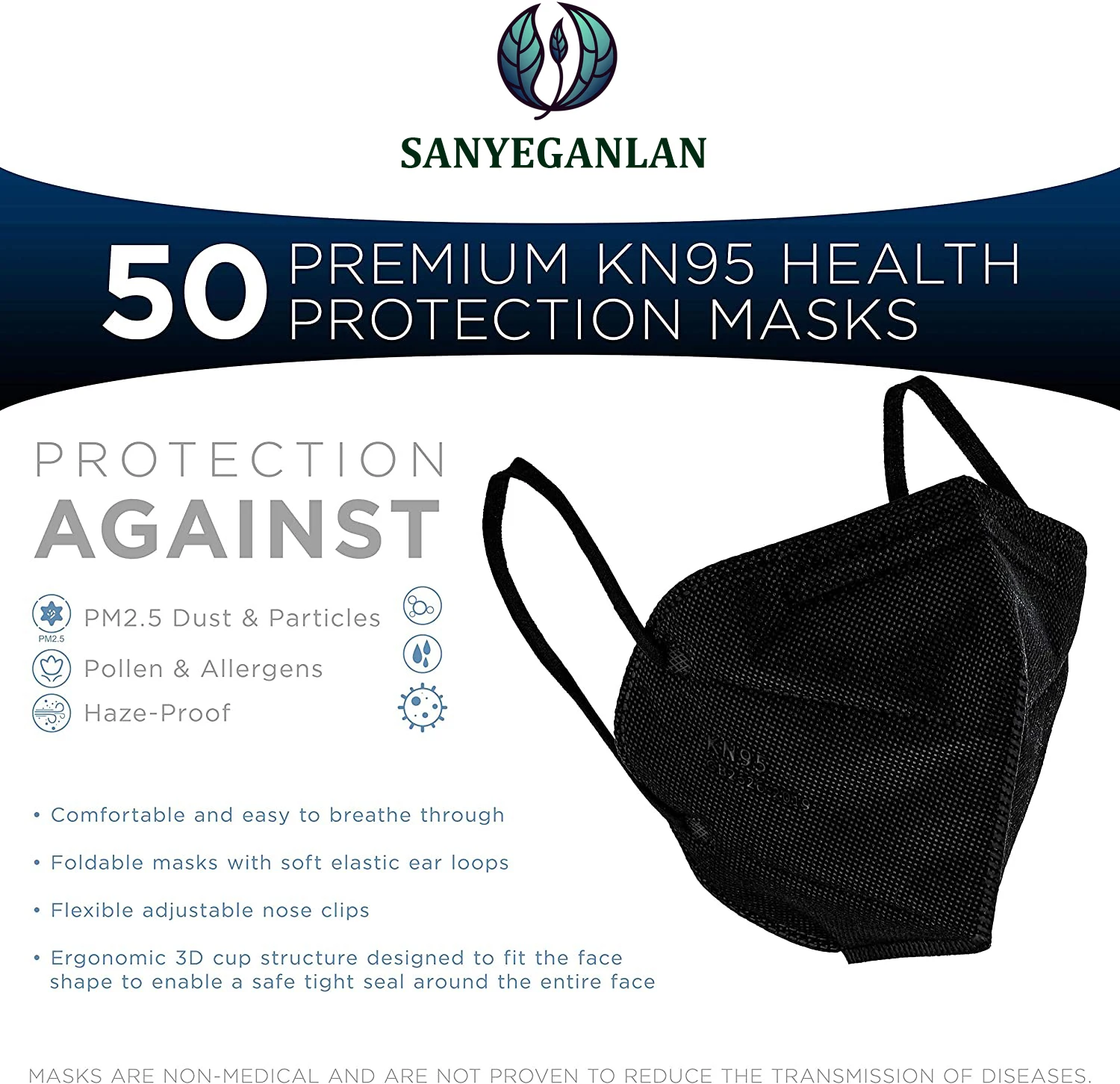 black kn95 masks for virus protection made in China